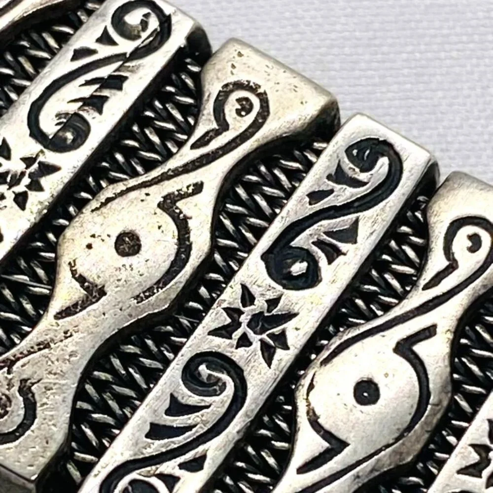 SOLD!! Konstantino Sterling Silver Turquoise Panel Links Bracelet 6.75" - Picture 13 of 16